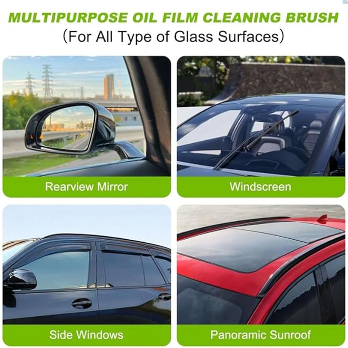 Clear Vision Glass Cleaner - 2 Set Clear Vision Windshield Cleaner, Automotive Oil Film Cleaning Brush for Car Windows, Upgrade 2.0 Reusable Oil-Free Car Glass Brushes