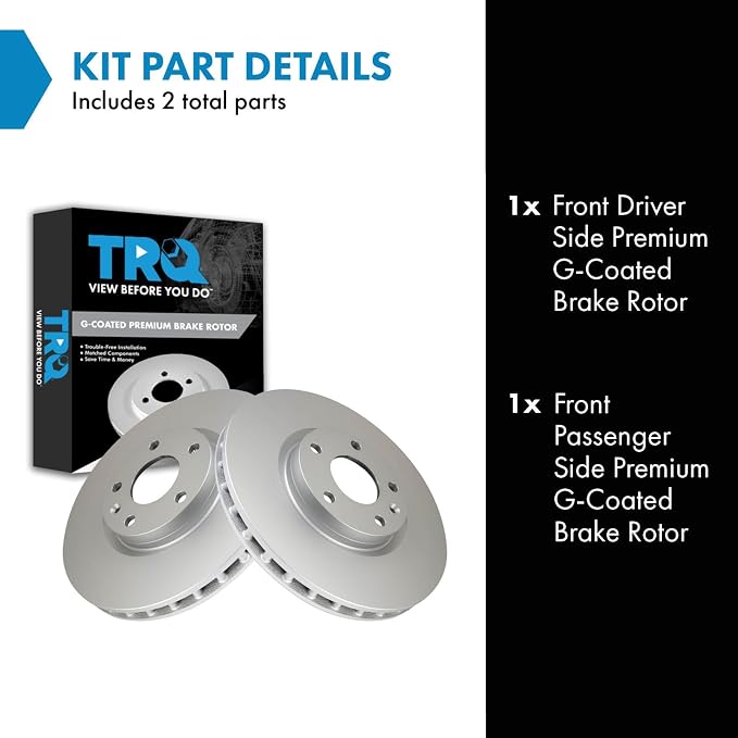 TRQ Front Brake Rotor Set G Coated Vented Compatible with 2014-2019 Chevrolet Corvette