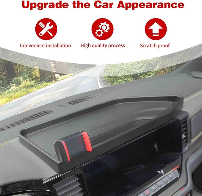 for Silverado Center Console Dash Tray Phone Holder Mount, Dashboard Storage Box Organizer for Chevy Silverado 2022 2023 2024