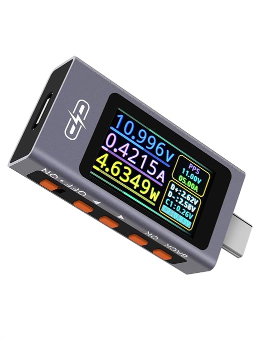 UT01C USB Tester, 3.3-40V 0-12A USB C Cable Tester, Voltage Current Power Tester Multimeter, Fast Charging Protocol Detection Ripple Measurement, PD2.0/PD3.1, QC2.0/QC3.0/QC4.0 (Purple)