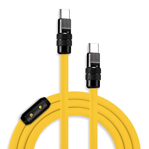 chubbycable Black Chubby Pro - Samurai Cable 240W USB-C Cable Silicone Fast Charging USB C Charger Cord Compatible with iPhone 17-15 Series iPad Galaxy Series, Yellow, Type-C to Type-C, 6.6FT