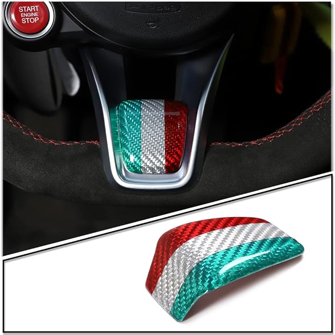 LLKUANG Carbon Fiber Central Steering Wheel Trim Fit for Alfa Romeo Giulia/Stelvio Tonale 2020 2021 Auto Accessories