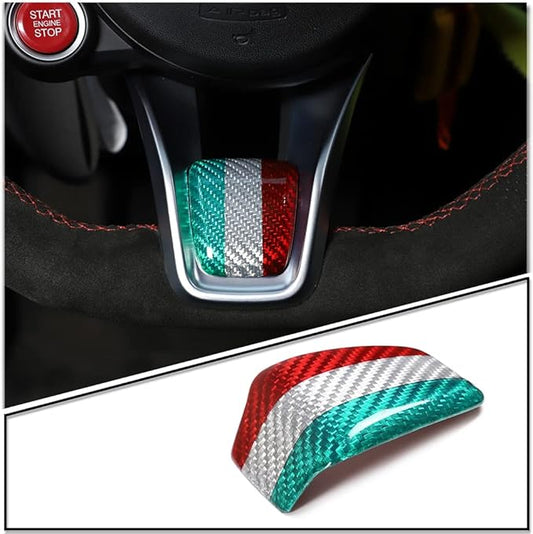 LLKUANG Carbon Fiber Central Steering Wheel Trim Fit for Alfa Romeo Giulia/Stelvio Tonale 2020 2021 Auto Accessories