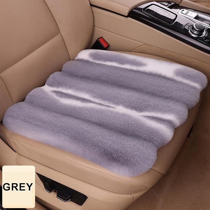 5 Seat Fluffy Faux Rabbit Fur Car Seat Cover for Fuzzy Soft Auto Universal Car Seat Plush Vehicle Seat Protector Pad with Non-Slip Backing, Car Accessories Home and Office Chair