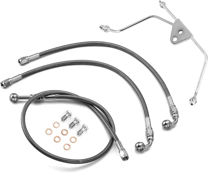 Mofun 45" Extended Length Hydraulic Stainless Steel Front Brake Line Kit Non-ABS Compatible with Harley Touring Street Glide Road Electra Glide Road King 2008-2013, Fit 12"-14" Handlebar Black