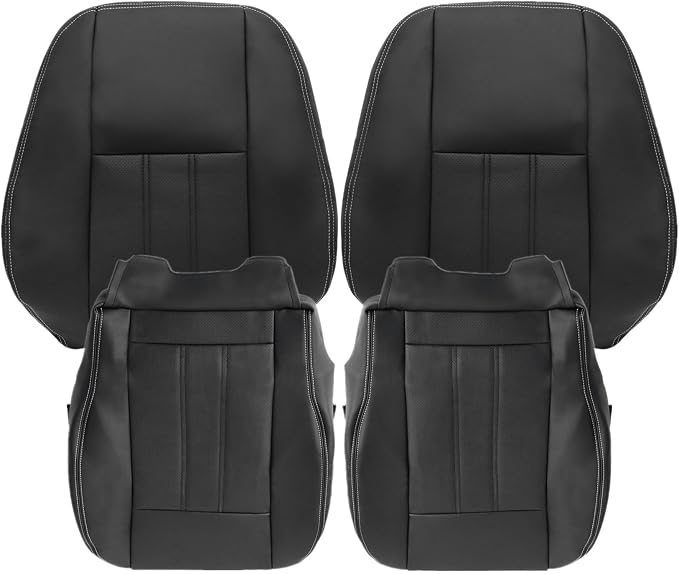 FZJDSD Black Driver & Passenger Side Bottom & Top Microfiber Leather Seat Covers Compatible with Chrysler Town and Country 2011 2012 2013 2014 2015 2016 Compatible with Dodge Grand Caravan 2008-2020