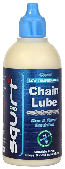 Squirt Low-Temperature Chain Lube for Bikes (4 Oz) – Low Temperature All Weather Bike Chain Lube – Cold Weather Lubricant to Reduce Noise & Chainsuck