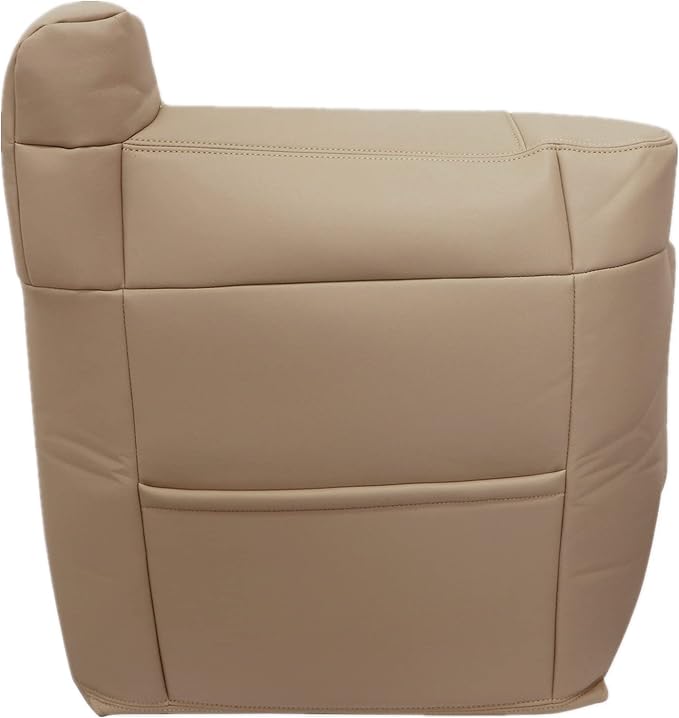SecosAutoparts Driver & Passenger Side Bottom & Top Lean Back & Armrests Leather Seat Covers Med Tan Compatible with Chevy Silverado 1500 2500 1999 2000 2001 2002