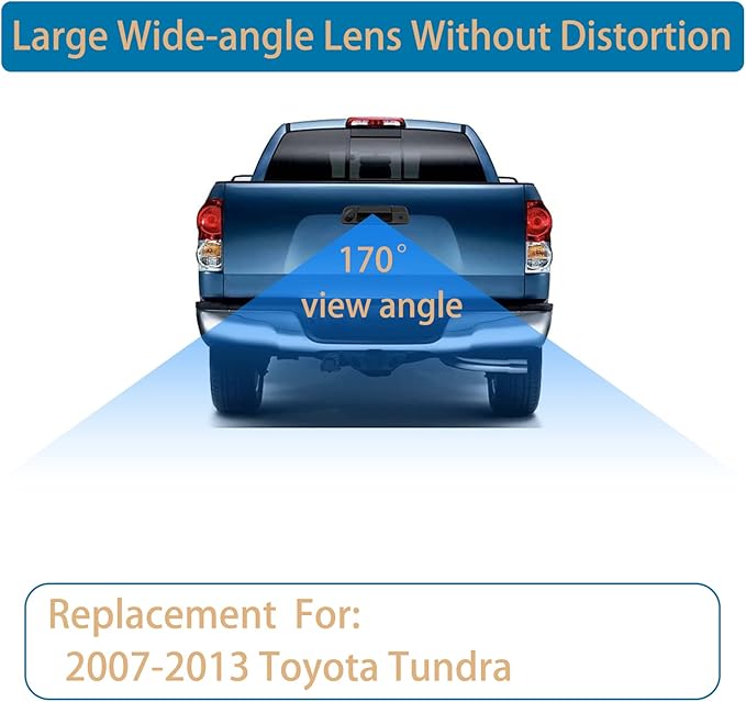 Gledewen Backup Camera Tailgate Handle, Compatible with Toyota Tundra 2007-2013, with Key-Hole,with 170°Rear Viewing Angle, Waterproof, Rear View Camera, Back up Camera, Reverse Camera