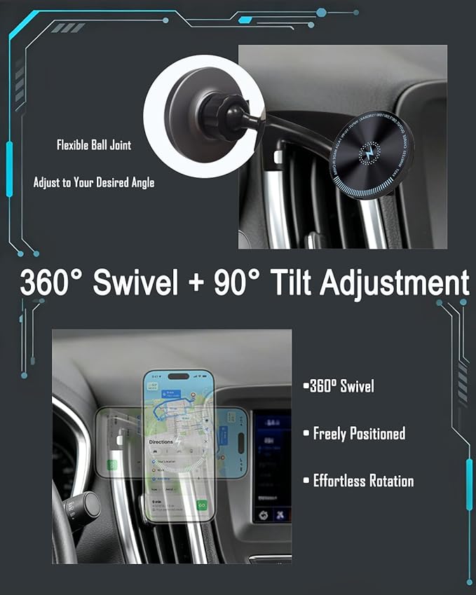 for Chevy Equinox Phone Mount 15W Fast Wireless Charger for 2024 Chevy Equinox Phone Holder 2024 Chevy Equinox Accessories Custom Fit Equinox 2018-2024 Compatible for All Cell Phones