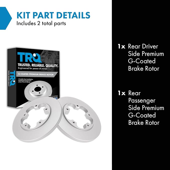 TRQ Rear Brake Rotor Set G Coated Solid Compatible with 2015-2023 Ford Transit-150 Transit-250 Transit-350
