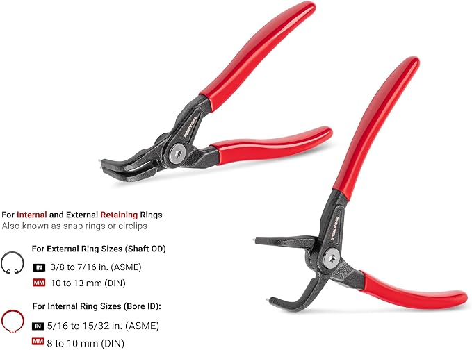 TEKTON 5 Inch 90-Degree Retaining Ring Pliers Set, 2-Piece | PRR90009