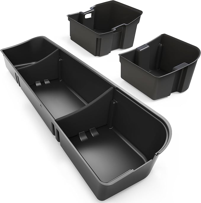 OEDRO Under Seat Storage Fit for 2015-2025 Ford F-150 F150 SuperCrew/Crew Cab, 2017-2024 F-250/F-350/F-450/F-550 Super Duty, Upgraded Rear 3-in-1 Truck Organizer Underseat Storage Box