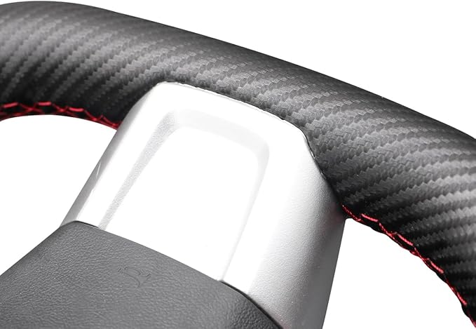 MEWANT DIY Black Matte PU Carbon Fiber Perforated Genuine Leather Steering Wheel Cover for Subaru WRX (STI) Levorg 2015