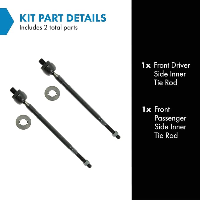 TRQ Front Inner Tie Rod Set 2 Piece Compatible with 2002-2007 Mitsubishi Lancer