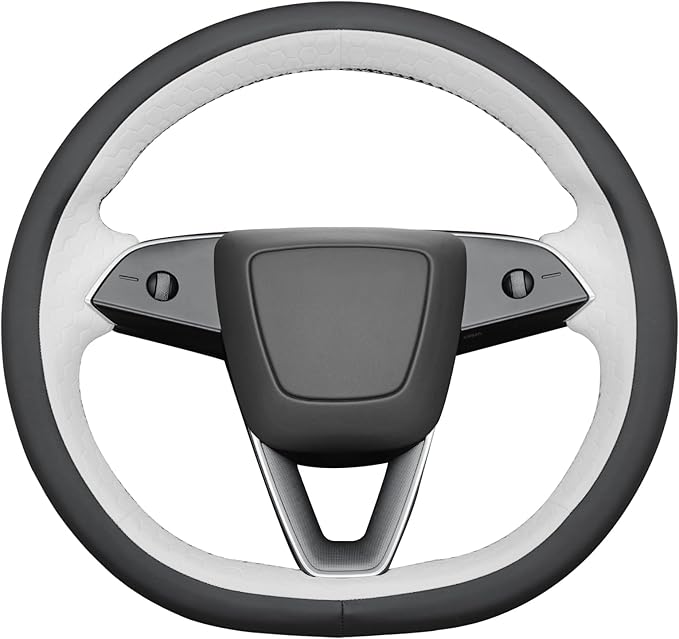 MEWANT DIY Stitching Real Leather Steering Wheel Cover Wrap for Tesla Model 3 Highland 2023-2025/Model Y 2025 Highland for Tesla Model 3/Model Y Accessories(3D Style)