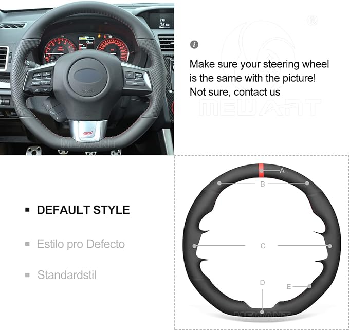 MEWANT DIY Hand Stitch Black Suede Steering Wheel Cover for Subaru WRX STI Levorg 2015-2019 Steering Wrap Protector