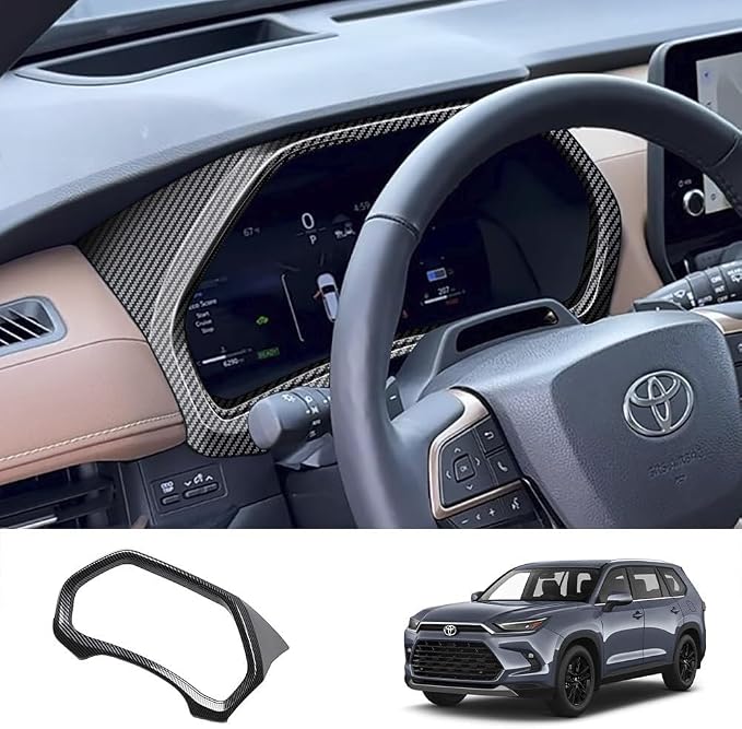 Main Driver Instrument Frame Modification Compatible with Toyota Grand Highlander 2024 2025 2026 Fit for 2024-2026 Grand Highlander ABS Accessories(Carbon Fiber)