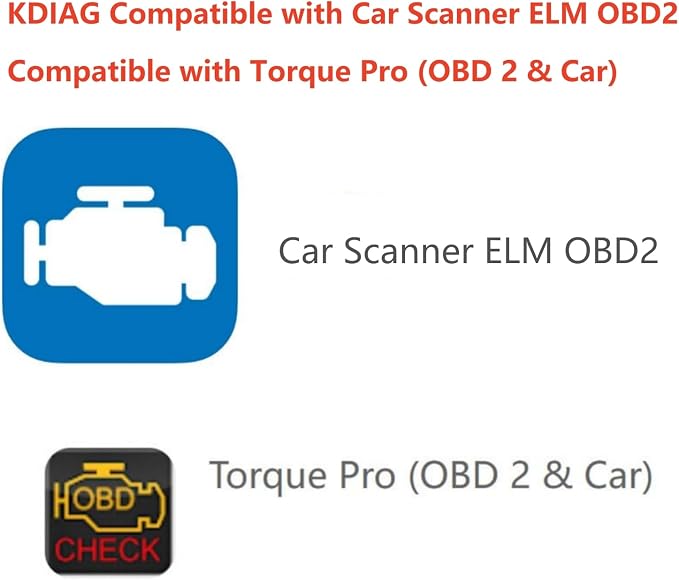 KDIAG OBD2 Scanner Diagnostic Tool, Car Code Reader for iOS & Android, Full System Auto Scanner for OBDII 1996+ Vehicles