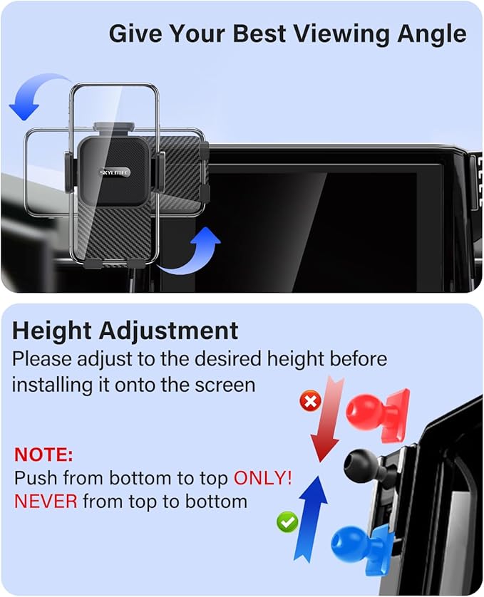 SKYLOTEC Car Phone Holder for Jeep Wrangler JL JLU/Gladiator JT 2024 2025 Accessories 12.3-Inch Screen Fixed Clip, Automobile Cradles Phone Mount, Cell Phone Base Not Block Air Vent(Not for 4XE)