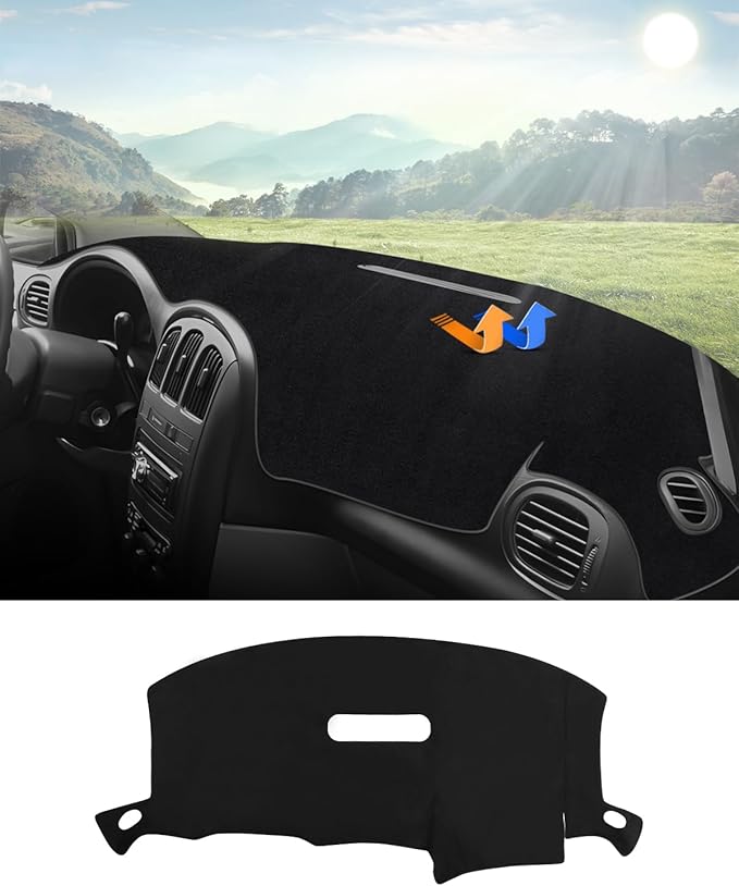 Autorder Dashboard Cover Mat for 2001-2007 Dodge Caravan/Grand Caravan/Chrysler Town Country Accessories Dash Cover Flannel Dash Mat Protector (Without Raised Display w/o Sensor)
