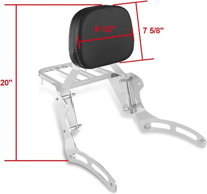 Sissy Bar & Luggage Rack for Kawasaki Vulcan 900 Chrome | VN900 Classic Custom 1996-2023 Motorcycle Passenger Backrest