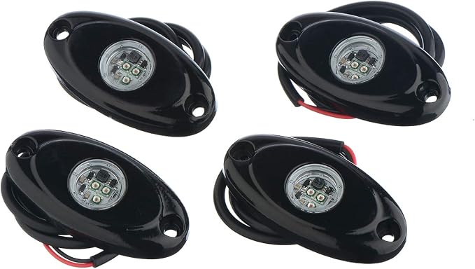 YONEDA 4 Pods Greem Rock Lights 6000K 3LED Bright LED Underglow Lights IP68 Waterproof for Trucks SUV UTV ATV RZR Car Boats Pickup Motorcycle