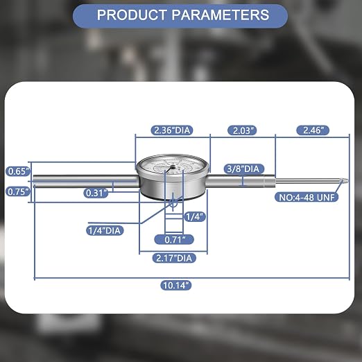 HDLNKAK 0-2" / 0.001" Precision Dial Indicator, with a 2" Measurement Range and 0.001" Graduation Interval, Ideal for Lathe Use, 3D Printing, Workshops, CNC Machine Tools, and Table Saws.