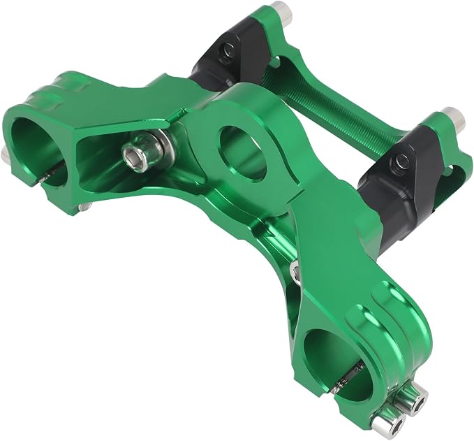 Motorcycle Top Triple Clamp 7/8" 22MM Upper Triple Tree Bar Mount with Risers Set CNC for KLX110 KLX 110 110L KLX110L 2002-2023 Green