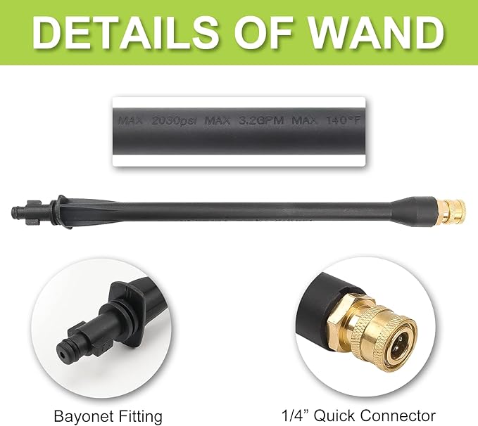 High Pressure Water Spray Gun Wand Jet Nozzle Tips & M22-15 Connector, Compatible with Some of Ryobi, Greenworks, Craftsman, Kar-cher, SunJoe, Westinghouse, LWQ Electric Pressure Washer Max 1900 PSI