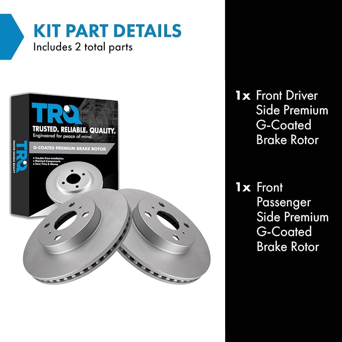 TRQ Front Brake Rotors Set Vented Premium G-Coated Compatible with 2013 Scion iQ 2012-2019 Toyota Prius C 2007-2018 Yaris
