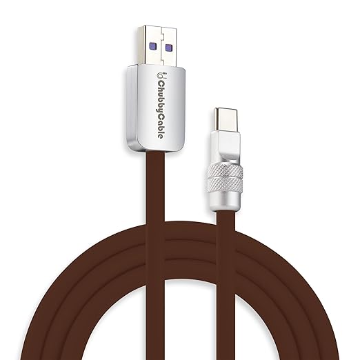 chubbycable Chubby 2.0 USB C 120W Fast Charging Cable Silicone Soft Durable USB C Cable Extra Thick Charger Cord Compatible with iPhone 17-15 Series iPad, Chocolate, USB-A to Type-C, 8.2FT