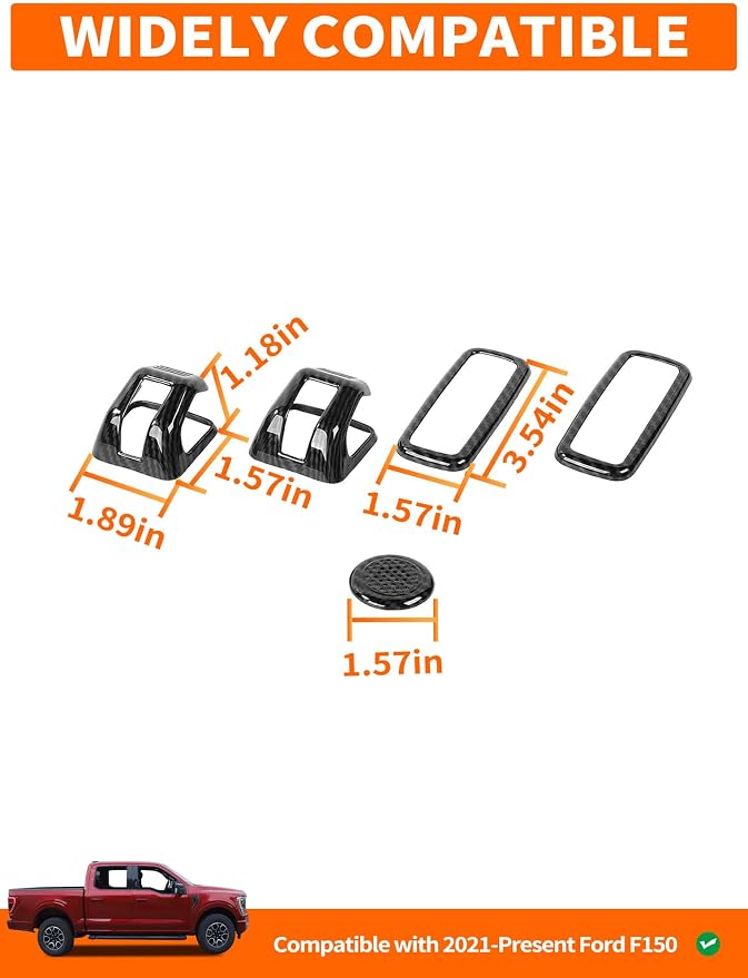 Savadicar 5-Piece Overhead Interior Trim Set for 2021-Present Ford F150, Carbon Fiber Finish Roof Overlay Accent, Interior Decorative Accessories