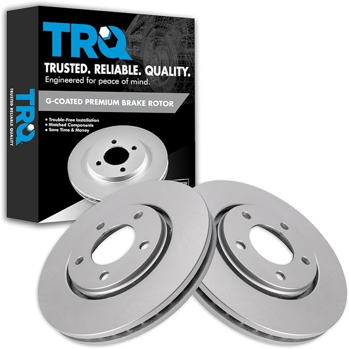 TRQ Front Brake Rotor Set G Coated Vented Compatible with 2001-2007 Chrysler Town & Country 2001-2003 Voyager 2001-2007 Dodge Caravan Grand Caravan
