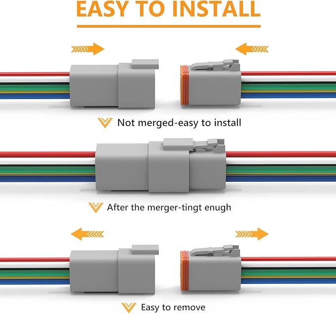 Newdeli Deutsch 6 Pin Connector Kit Waterproof Electrical Connector 16 AWG Male and Female Automotive Wire Connectors for Car Truck Boat, Dt Connector 2 Sets