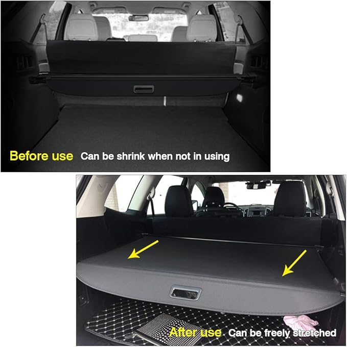 Powerty Cargo Cover for 2015-2023 2024 Ford Edge Accessories Trunk Cover Retractable Trunk Shielding Shade Cargo Luggage Cover No Gap