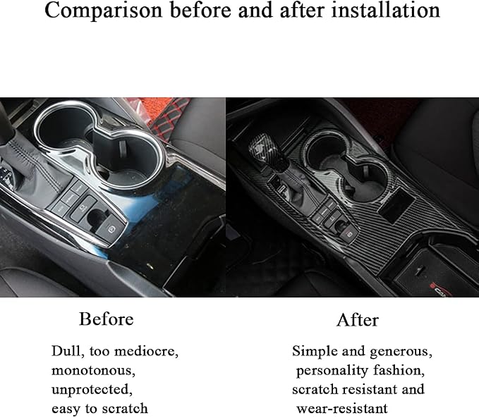 Rifoda for 2018 2019 2020 2021 2022 Toyota Camry ABS Accessories Center Console Gear Shift Panel Cover Fit for Carmy XLE XSE and All Hybrid Editon Interior Trims Carbon Fibre