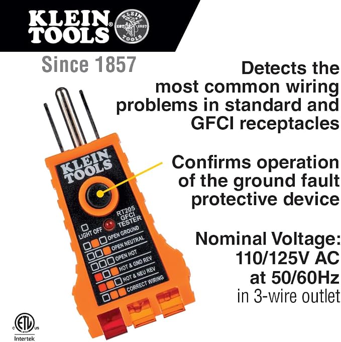 Klein Tools Electrical Tester Kit with Voltage Detector, GFCI Tester & Insulated Screwdriver Set with Phillips, Slotted & Square Tips, 5-Piece