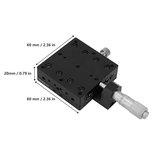 X Micrometer Linear Stages, 60×60mm Manual FinE Tuning Crossing Roller, Precise Linear Stage Displacement Trimming Bearing Sliding Table