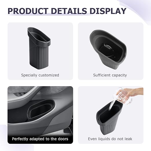 LUWU Car Trash Can for Frod F150 F-150 2021-2024 2025, Waterproof Silicone Auto Garbage Bin, Portable Door Mount Trash Bin, Interior Accessories for F 150 2025