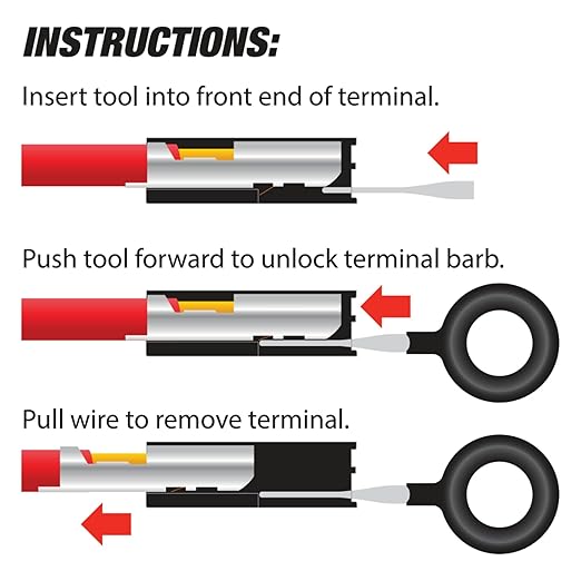 Performance Tool W89732 Terminal Release/Remover Set - 23-Piece Kit for Safe Removal of Terminal Blocks