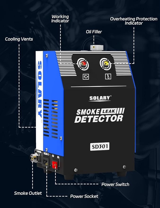 Evap Smoke Machine Leak Tester - 12V DC Vacuum Diagnostic Tester with Built-in Air Pump for Pipe System