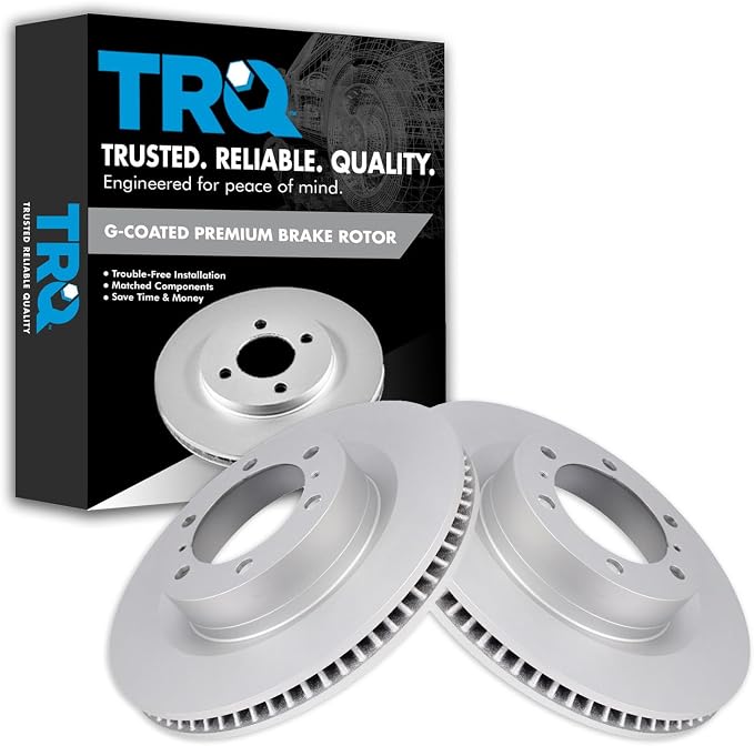 TRQ Front Brake Rotor Set G Coated Vented Compatible with 2010-2023 Lexus GX460 2010-2024 Toyota 4Runner