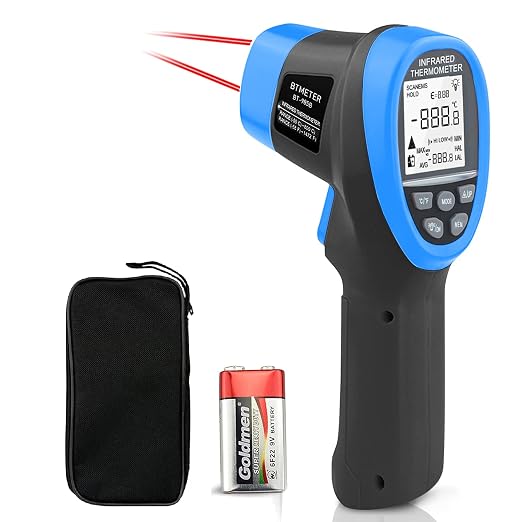 BTMETER BT-985B Laser Temp Gun Pyrometer, -58~2480℉(-50~1360℃) High Temperature Meter, 16:1 Distance Spot Ratio Industrial Infrared Thermometer Tester for Furnace, Smelting (NOT for Human Temp)