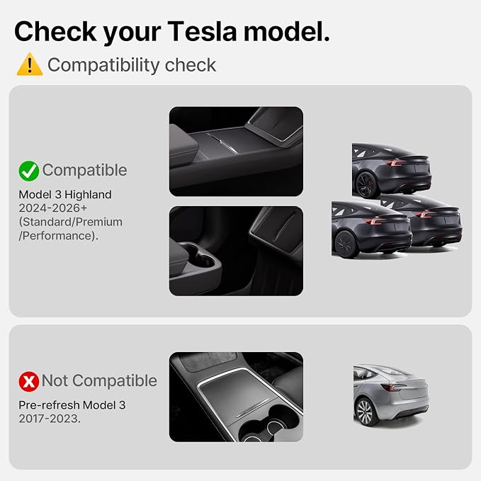 6Pcs Floor Mats for Tesla Model 3 Highland 2024-2026 All Trims, Injection Molded Virgin TPE with Aluminum Dead Pedal — All-Weather Cargo Liners with Frunk/Trunk Lower Storage