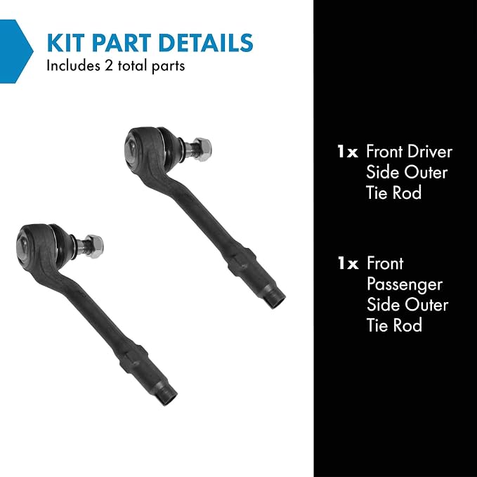 TRQ Front Outer Tie Rod Set 2 Piece Compatible with 2000-2003 BMW X5