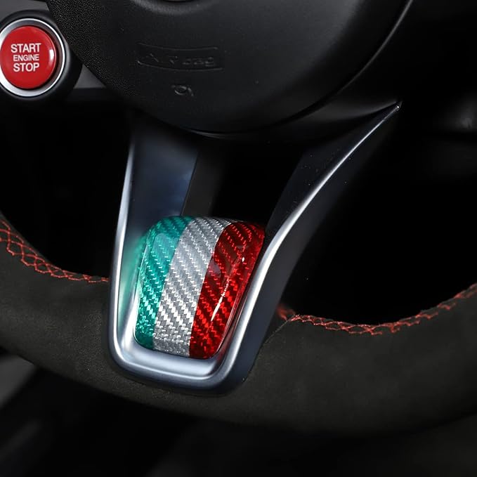 LLKUANG Carbon Fiber Central Steering Wheel Trim Fit for Alfa Romeo Giulia/Stelvio Tonale 2020 2021 Auto Accessories