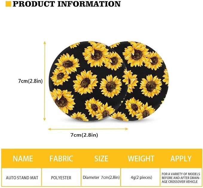 Tupalatus Auto Accessories Decor Set of 9 Car Seat Covers Hand Brake Cover,Gear Shift Knob Cover,Seat Belt Pads,Coaster,Steering Wheel Cover Universal Fit for Car Truck SUV, Sunflower Dragonfly Retro