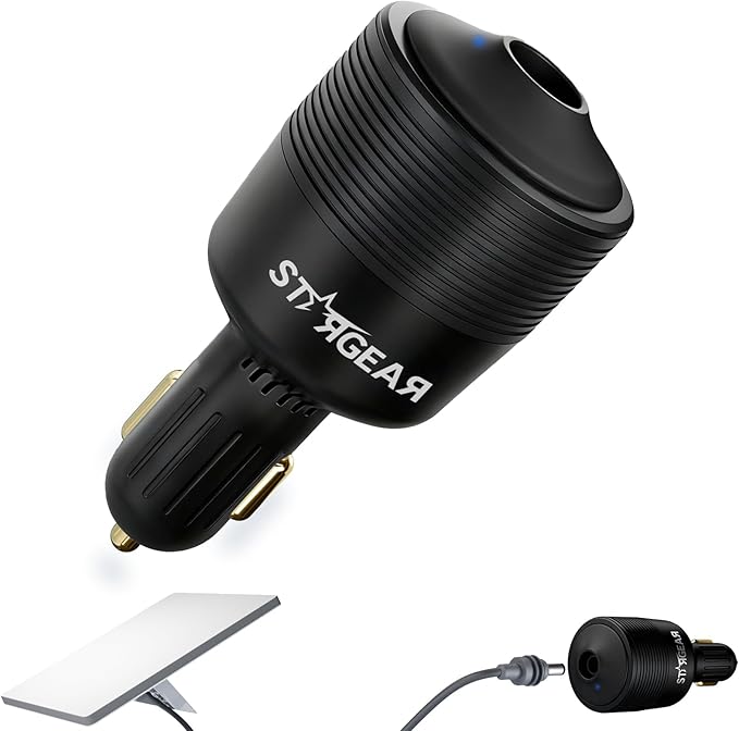 Starlink Mini Car Adapter 12V to 24V DC Step Up Converter with 60W Car Cigarette Lighter Adapter, Starlink Mini 12V Adapters Supports 16 AWG Official 30M, Ideal for RV, Boat, Trailer（Black）