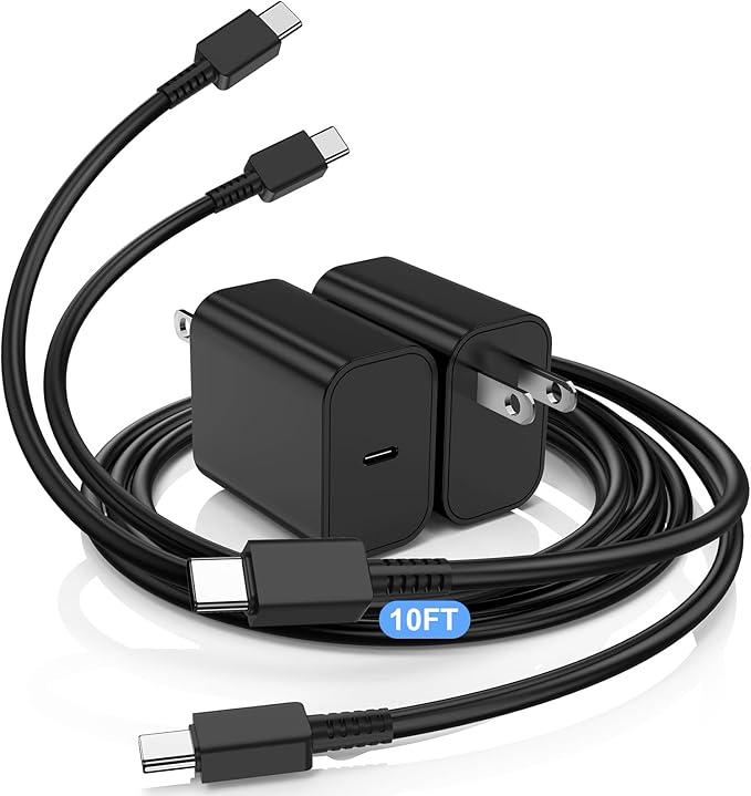 45W Super Fast Charger USBC for Samsung Galaxy S25 S24 S23 S22 S21 Ultra/Plus, 9+9FT Type C Charger Fast Charging Cable Cord& Android Block for Tab S10 S9 S8 S7,iPhone 17/16/15(Pro Max/+),iPad
